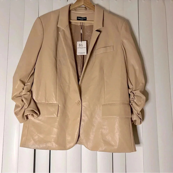 NWT — Generation Love Millie Vegan Leather Blazer, Size XXL, Beige - Picture 2 of 6